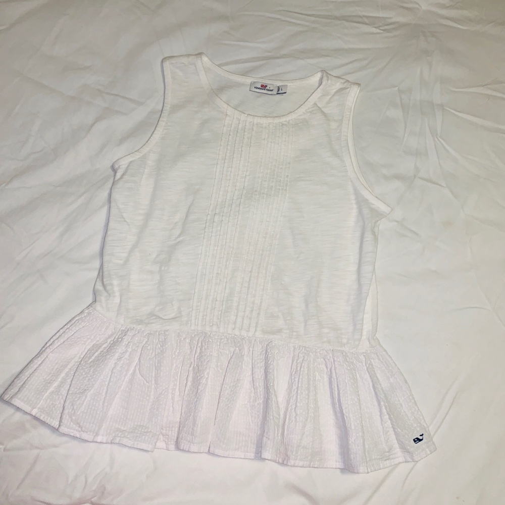 White Vineyard Vines Ruffle Shirt